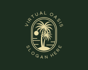 Tropical Beach Palm Tree logo design