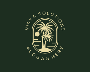 Tropical Beach Palm Tree logo design