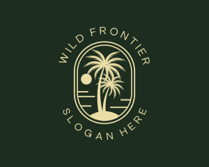 Tropical Beach Palm Tree logo design