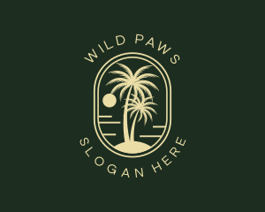 Tropical Beach Palm Tree logo design