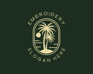 Tropical Beach Palm Tree logo design