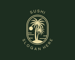 Tropical Beach Palm Tree logo design