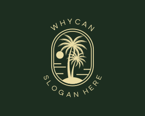 Vacation - Tropical Beach Palm Tree logo design