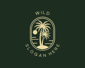 Tropical Beach Palm Tree logo design
