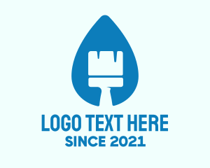 Paint Company - Blue Liquid Brush logo design