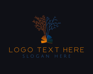 Holistic - Dawn Dusk Autumn Tree logo design