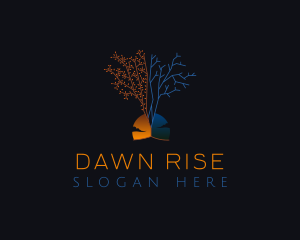 Dawn Dusk Autumn Tree logo design