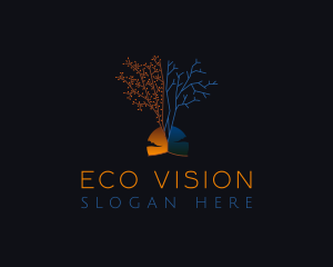 Dawn Dusk Autumn Tree logo design