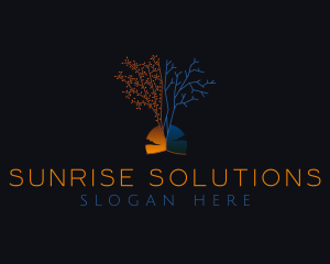 Dawn - Dawn Dusk Autumn Tree logo design