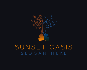 Dawn Dusk Autumn Tree logo design