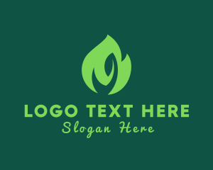 Flame - Green Natural Flame logo design