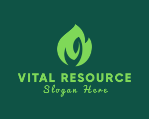 Green Natural Flame  logo design