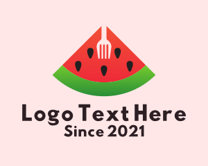 Dragon Fruit - Watermelon Slice Fork logo design