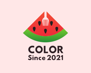 Tropical - Watermelon Slice Fork logo design