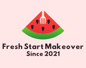 Watermelon Slice Fork  logo design