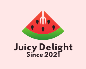 Juicy - Watermelon Slice Fork logo design