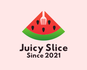 Watermelon Slice Fork  logo design