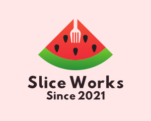 Slice - Watermelon Slice Fork logo design
