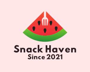 Watermelon Slice Fork  logo design