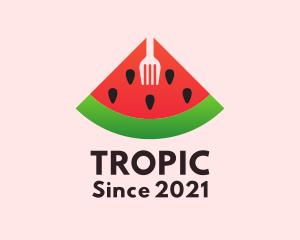 Watermelon Slice Fork  logo design