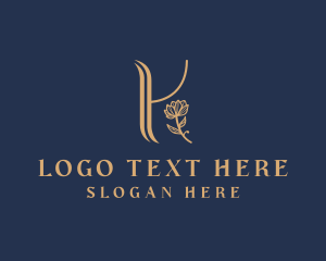 Dermatology - Gold Flower Letter K logo design
