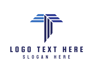Lettermark - Blue Stripe T logo design