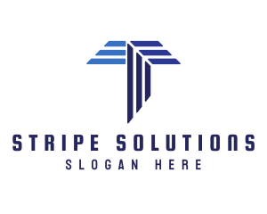 Stripe - Blue Stripe T logo design