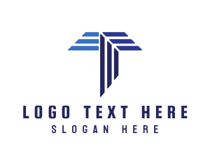 Engineering - Blue Stripe T logo design