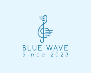 Blues - G Clef Musical Streaks logo design