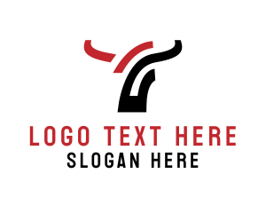 Horn - Futuristic Bull Outline logo design
