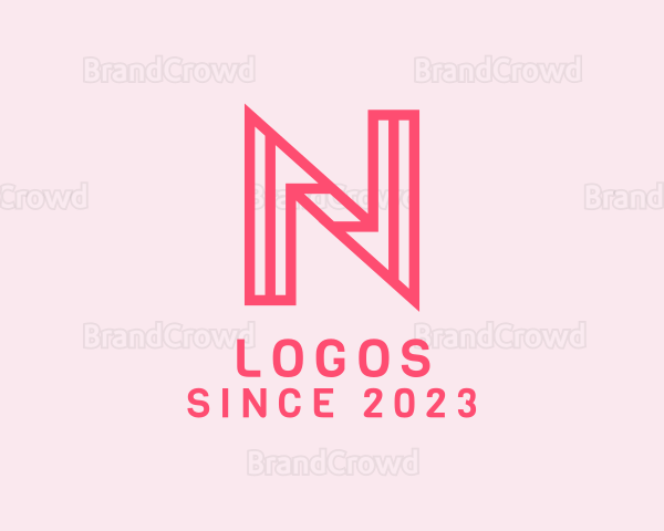 Pink Outline Letter N Logo