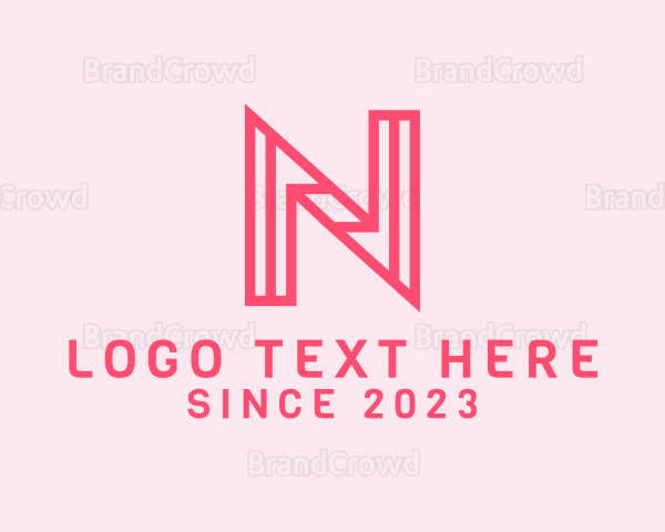 Pink Outline Letter N Logo