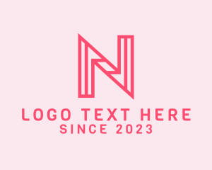 Pink - Pink Outline Letter N logo design