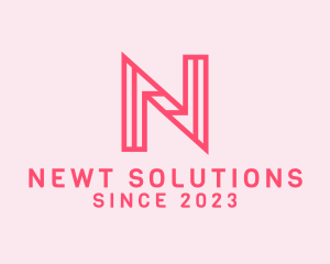 Pink Outline Letter N logo design