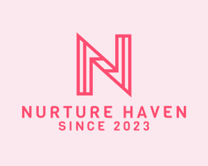 Pink Outline Letter N logo design