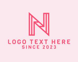 Hair Dresser - Pink Outline Letter N logo design