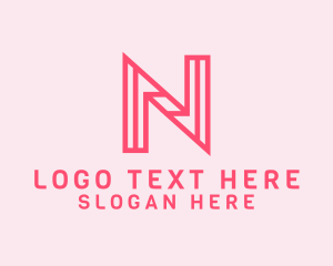 Pink Outline Letter N Logo