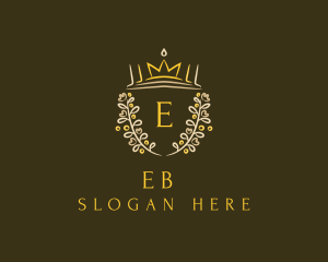 Gold - Floral Crown Crest logo design