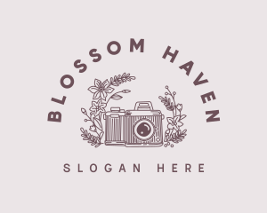 Flowers - Retro Nostalgic Camera logo design