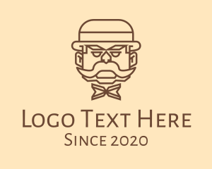London - Mustache Hat Bow Tie logo design
