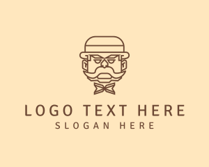 Grandfather - Gentleman Hat Mustache logo design