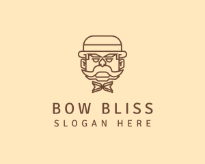 Gentleman Hat Mustache logo design