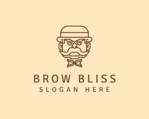 Gentleman Hat Mustache logo design