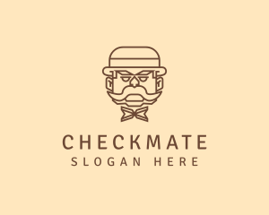 Gentleman Hat Mustache logo design