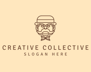 Gentleman Hat Mustache logo design