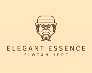 Gentleman Hat Mustache logo design