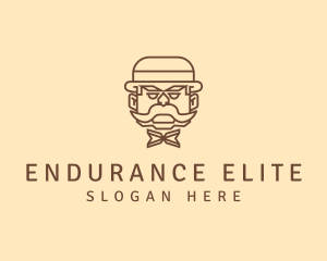 Gentleman Hat Mustache logo design