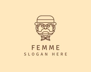 Gentleman Hat Mustache logo design