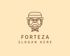 Gentleman Hat Mustache logo design