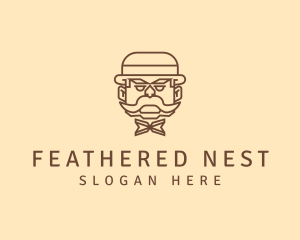 Gentleman Hat Mustache logo design